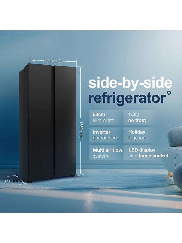 Fridgemaster MS83430EB 80cm Wide Side by Side, American Fridge Freezer - Black - Image 5